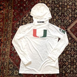 NWOT Adidas University of Miami Hooded Shirt